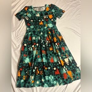 LuLaRoe Amelia Disney Snow White Cinderella MEDIUM Dress Pockets Zipper